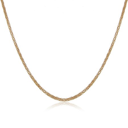 CORRENTE TRABALHADA FOLHEADA A OURO 18K 45 cm