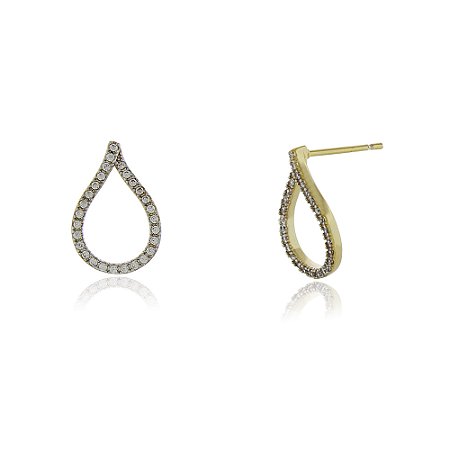 Brinco com zircônias folheado a ouro 18k