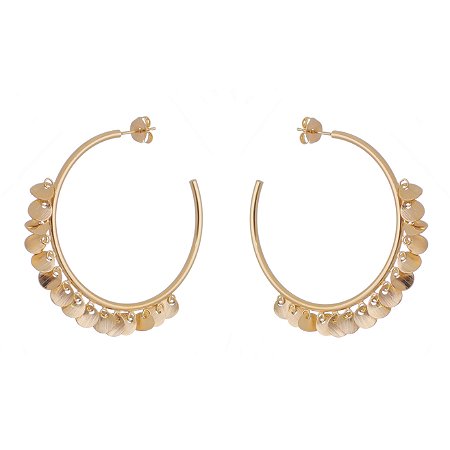 ARGOLA FOLHEADA A OURO 18K COM CHAPINHAS PENDURADAS