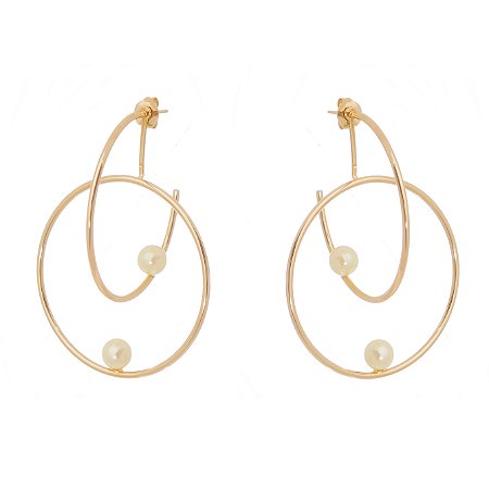 ARGOLA FINA TRABALHADA FOLHEADA A OURO 18K