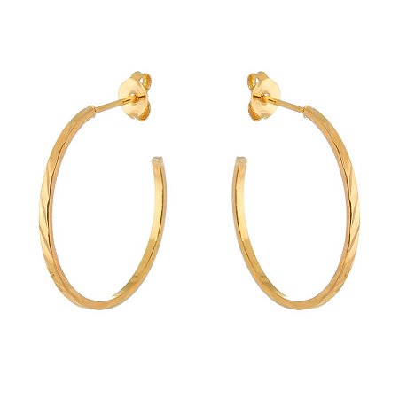ARGOLA TRABALHADA FOLHEADA A OURO 18K
