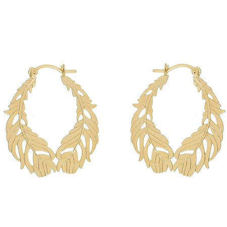 ARGOLA DE FOLHAS FOLHEADA A OURO 18K