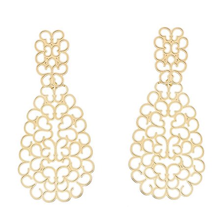 BRINCO MEDIO TRABALHADO FOLHEADO A OURO 18K