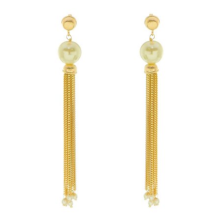 BRINCO CORRENTE FOLHEADO A OURO 18K COM PEROLAS