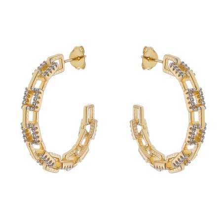 ARGOLA ELOS FOLHEADA A OURO 18K