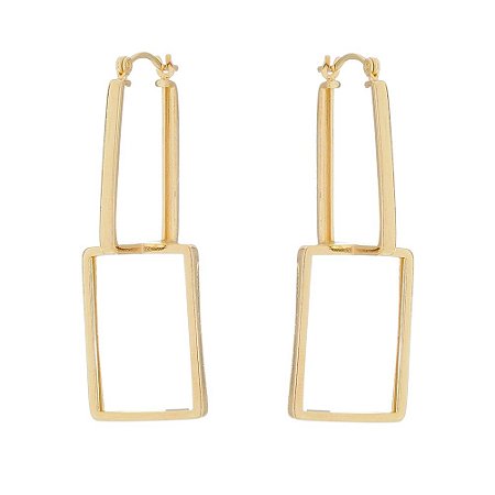 ARGOLA QUADRADA FOLHEADA A OURO 18K