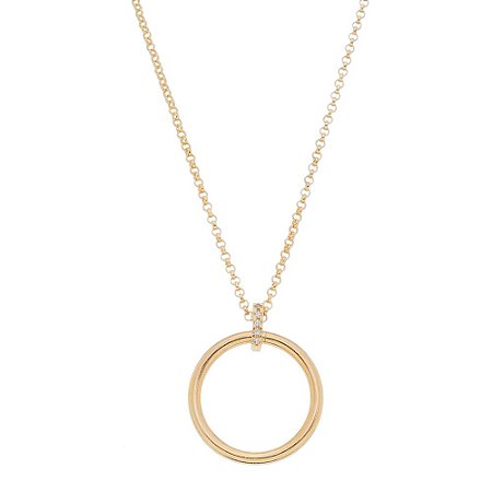 GARGANTILHA CIRCULO FOLHEADA A OURO 18K COM ZIRCONIA