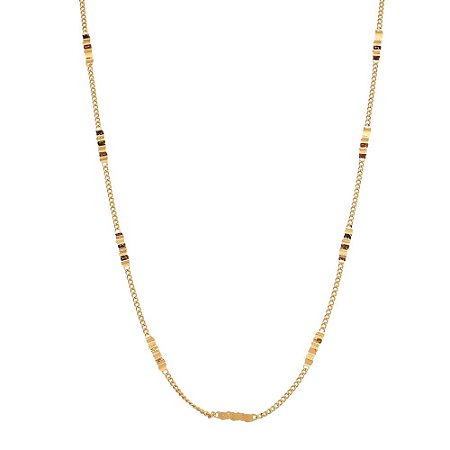 GARGANTILHA FOLHEADA A OURO 18K COM CHAPAS TRABALHADAS 45CM