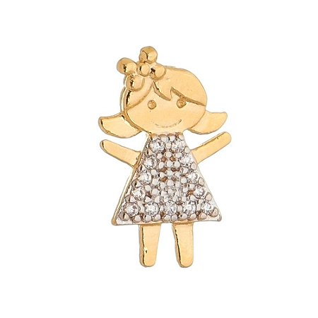 PINGENTE FOLHEADO A OURO 18K MENINA COM ZIRCONIA