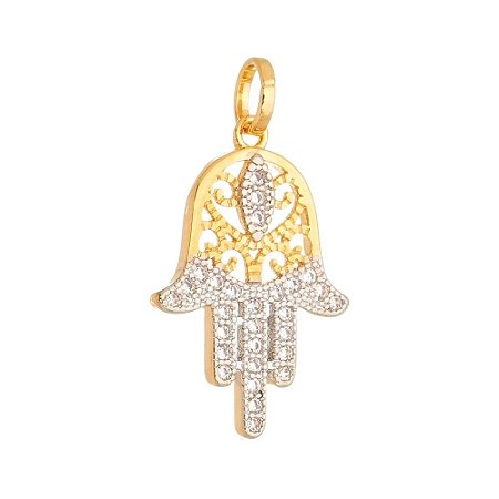 PINGENTE FOLHEADO A OURO 18K MAO DE FATIMA