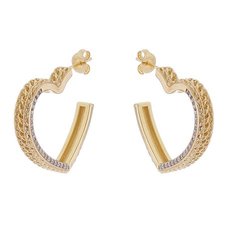 ARGOLA CORAÇÃO COM ZIRCÔNIA FOLHEADA A OURO 18K