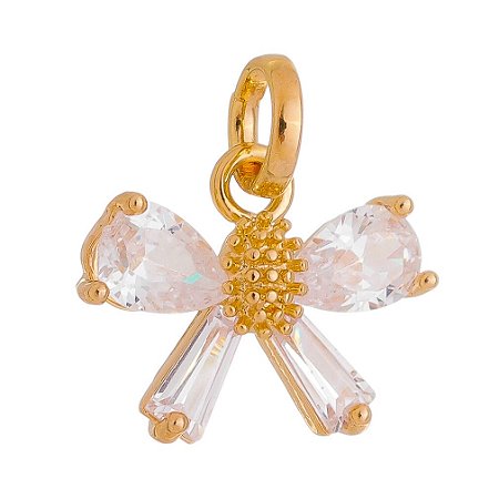 PINGENTE FOLHEADO A OURO 18K LAÇO COM ZIRCONIA