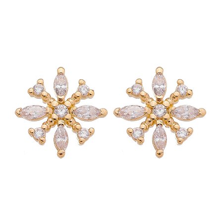 BRINCO DE ZIRCÔNIA FOLHEADO A OURO 18K