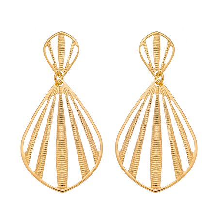 BRINCO PENDURADO TRABALHADO FOLHEADO A OURO 18K