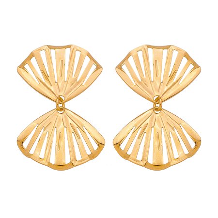 BRINCO MÉDIO TRABALHADO FOLHEADO A OURO 18K