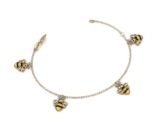 PULSEIRA OURO 18K COM 4 ABELHINHAS ESMALTADAS AU29/10/50