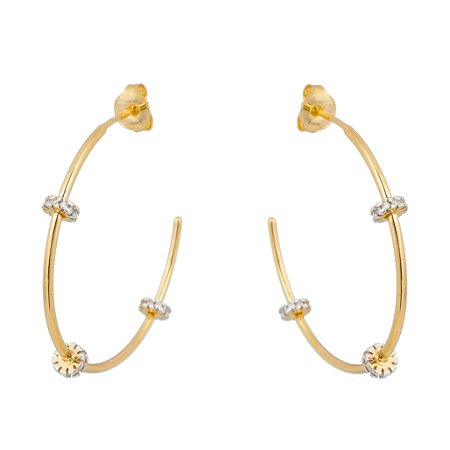 ARGOLA FOLHEADA A OURO 18K COM 3 AROS DE ZIRCONIAS