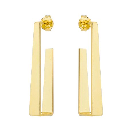 ARGOLA RETANGULAR FOLHEADA A OURO 18K