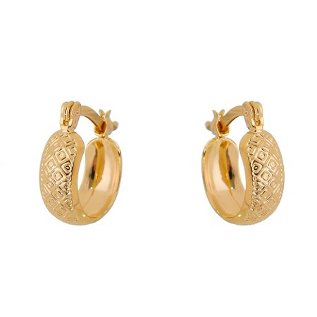 ARGOLA PEQUENA TRABALHADA FOLHEADA A OURO 18K