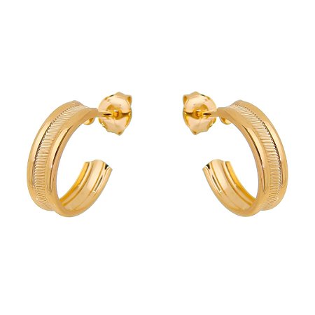 ARGOLA TRABALHADA FOLHEADA A OURO 18K