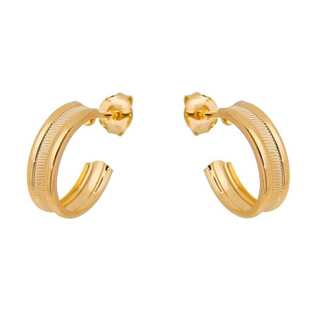 ARGOLA TRABALHADA FOLHEADA A OURO 18K