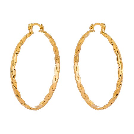 ARGOLA TRANÇADA FOLHEADA A OURO 18K