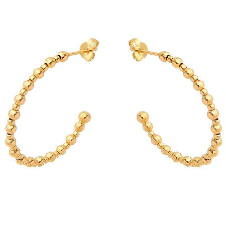 ARGOLA FOLHEADA A OURO 18K COM BOLINHAS
