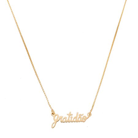 GARGANTILHA GRATIDÃO FOLHEADA A OURO 18K