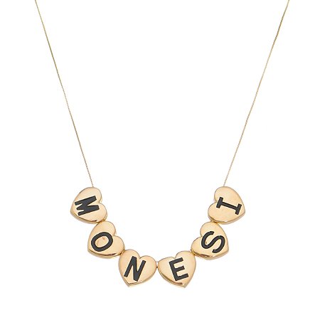 PINGENTE FOLHEADO A OURO 18K CORAÇÃO COM LETRA