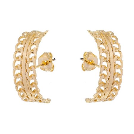 BRINCO EAR HOOKS DE ELOS FOLHEADO A OURO 18K