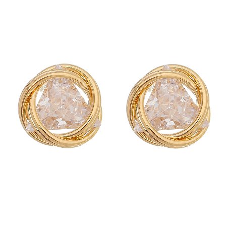 BRINCO FOLHEADO A OURO 18K ZIRCÔNIA ENTRELAÇADA