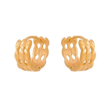 ARGOLA PEQUENA TRABALHADA FOLHEADA A OURO 18K