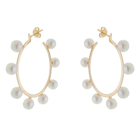 ARGOLA COM PERÓLAS FOLHEADA A OURO 18K