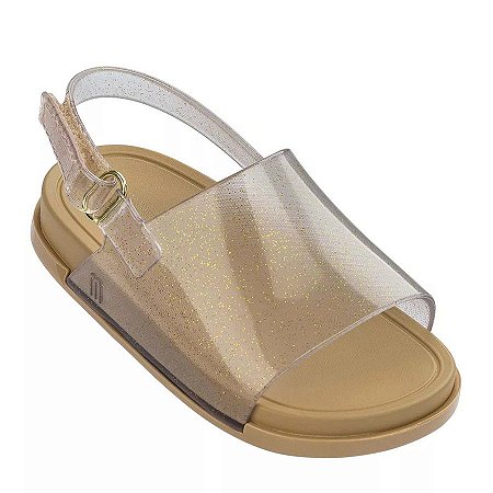 sandália mini melissa beach slide rosa glitter