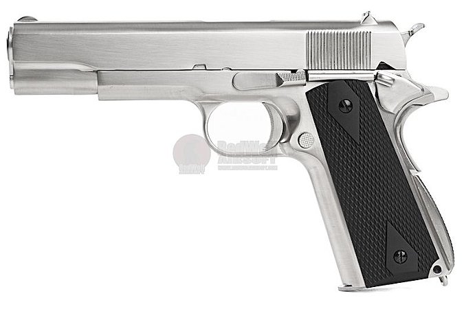 Pistola Airsoft 1911 WE GBB Matte Black Grip Chrome 6mm - Full Metal