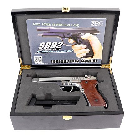 Pistola Airsoft Beretta SR92 Stainless Steel CNC SRC Co2 6mm - Full Metal