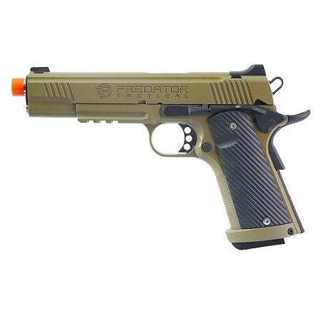 Pistola Airsoft 1911 Predator Tactical DE King Arms GBB 6mm - Full Metal