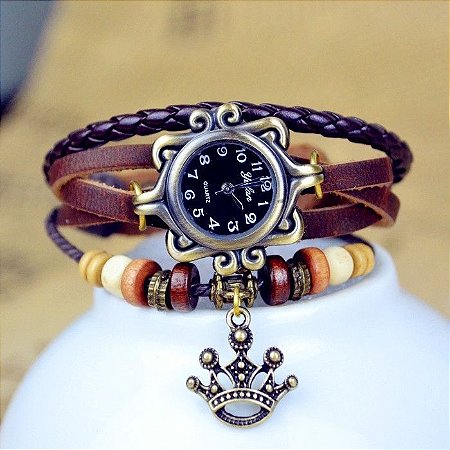 Relogio Vintage Couro  Cor : Coffe