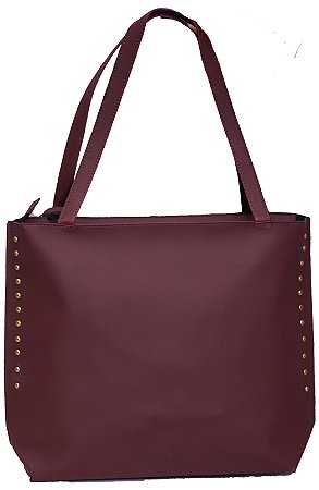 Bolsa Feminina Tote Vinho com Tachas Laterais