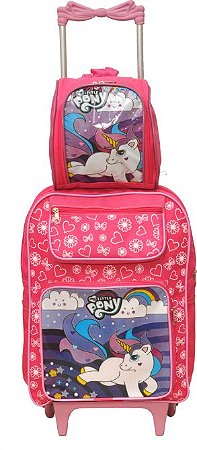 KIT MOCHILA FEM DE CARRINHO LITTLE PONY LANCHEIRA + ESTOJO KIT18818