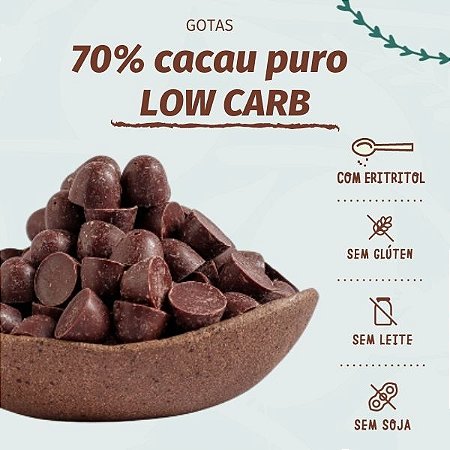 GOTAS de chocolate 70% cacau LOW CARB com ERITRITOL - 2,01kg