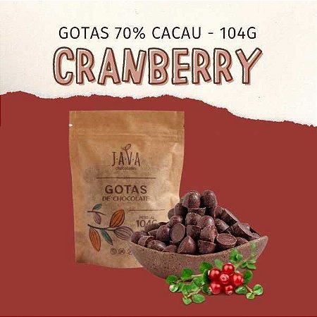 GOTAS de chocolate 70% CACAU com CRANBERRY - 104 g