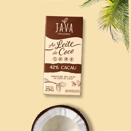 Chocolate ao LEITE DE COCO vegano 42% cacau - PACK 5 unidades de 25g (mini chocolates)