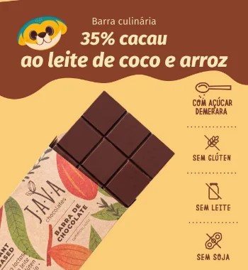 Barra de chocolate 35% cacau ao leite de arroz e coco - 5 Kg