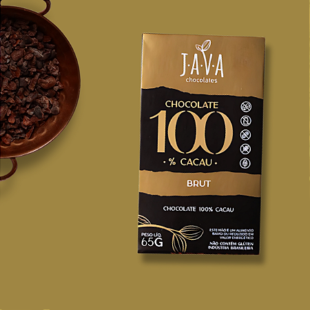 Chocolate 100% cacau BRUT 65g - NOVO PESO - Unidade ou display