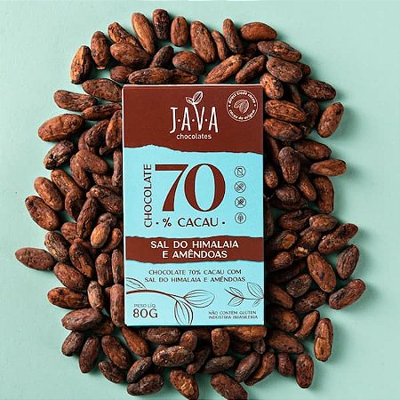 Chocolate 70% Cacau com Sal do Himalaia e Amêndoas -  80g – Unidade ou display