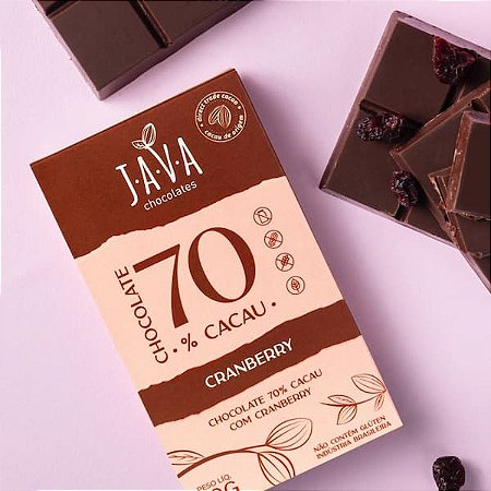 Chocolate 70% Cacau com Cranberry - -  80g – Unidade ou display