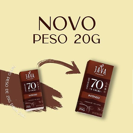 Chocolate 70% cacau Intenso - Display com 5 ou 10 tabletes de 20g - NOVO PESO