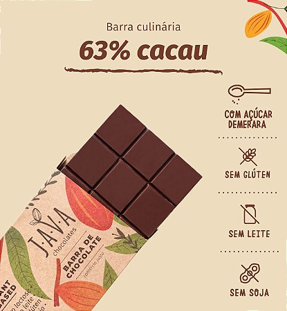 Barra culinária de chocolate 63% cacau bean to bar- Apenas 5kg