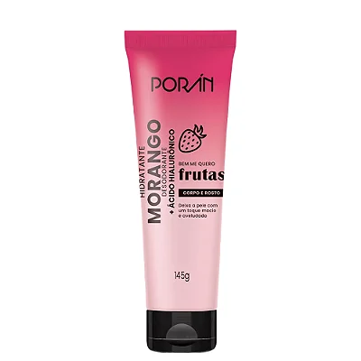 Hidratante Corporal Morango Ácido Hialuronico Poran 145g